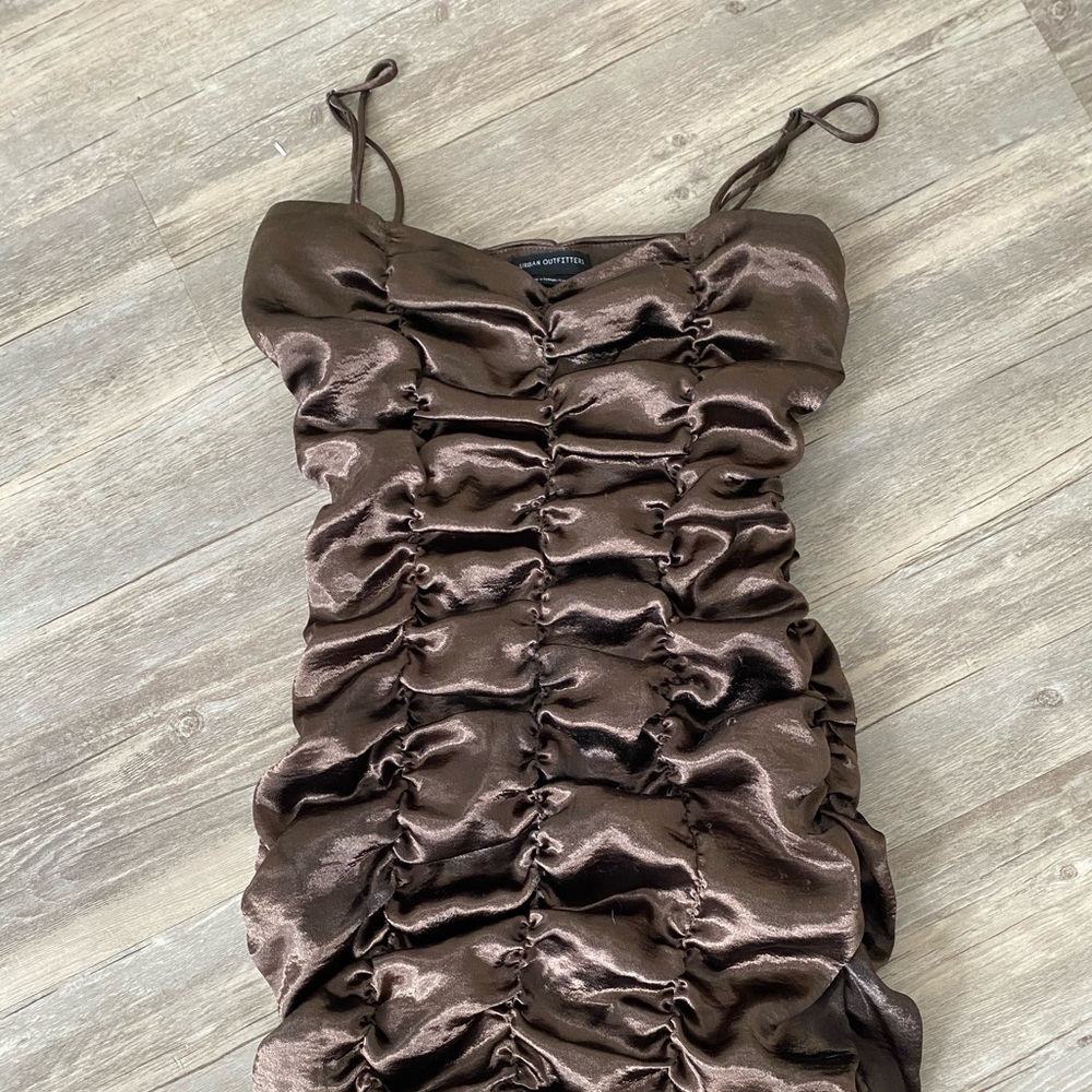 Brown ruched urban outfitters dress